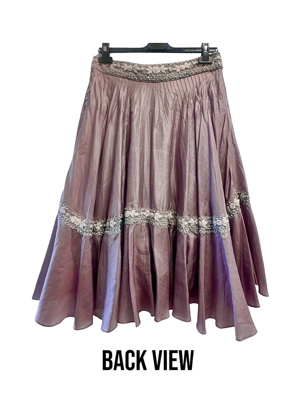 Romantic Lavender High-Low Boho Skirt with Lace Trim by Somi - Picture 3 of 6